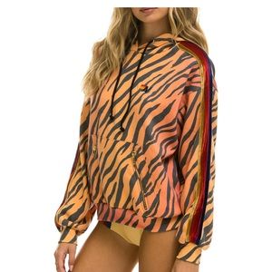 Aviator Nation tiger velvet stripe hoodie pullover size XS worn once